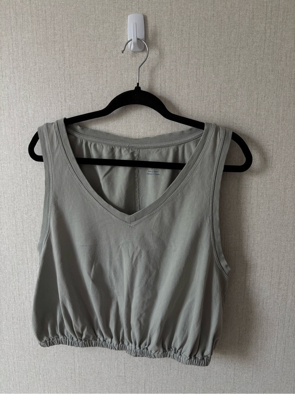Pilcro Sage Green V-Neck Elastic-Hem Cropped Tank